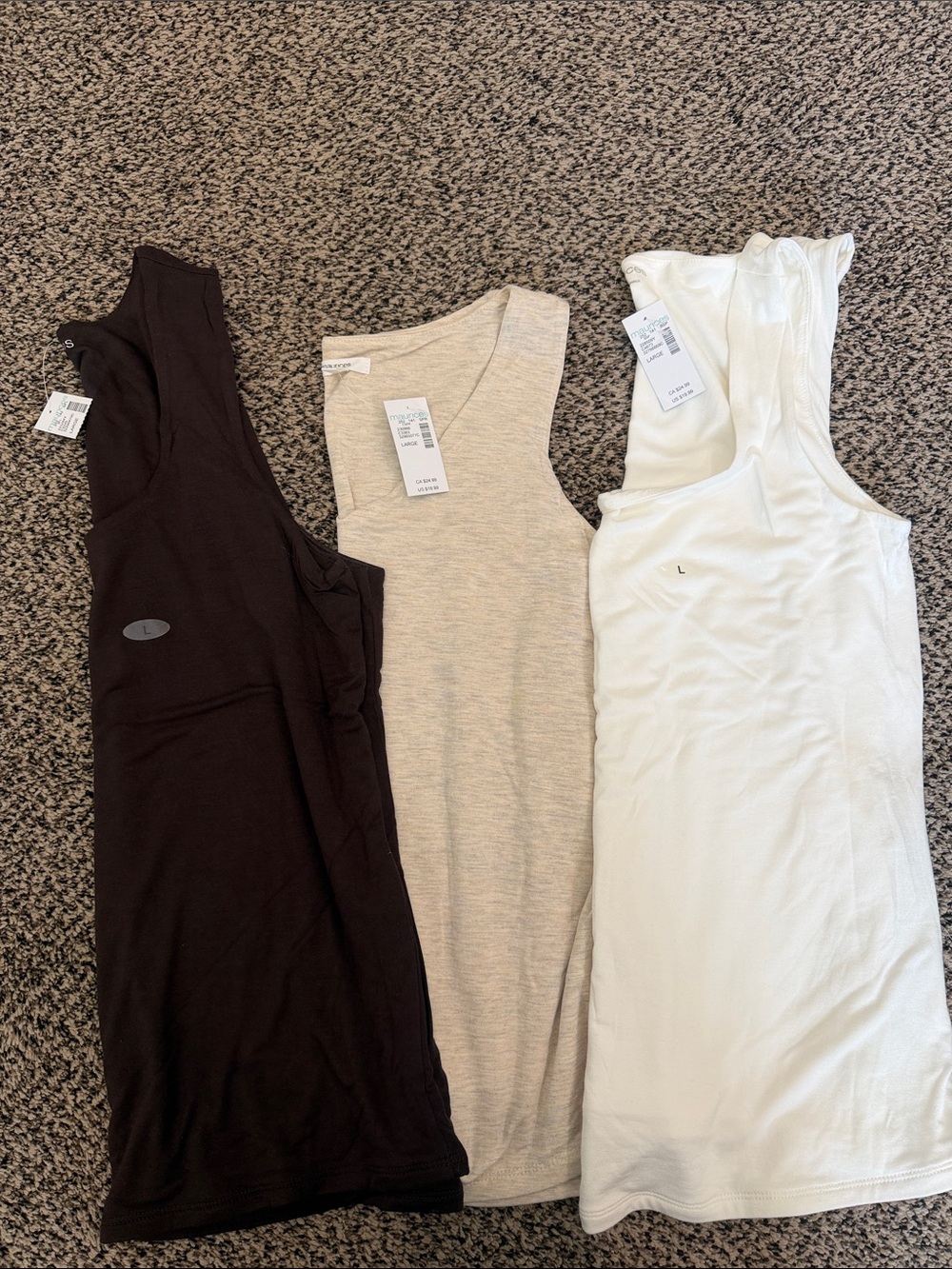 Classic double lined Tank Tops - Brown, Oatmeal, White